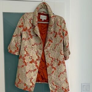 Banana Republic Orange and Cream Floral Blazer